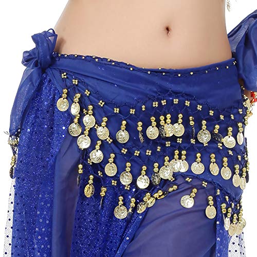 Product Cover WAYDA Hip Scarf for Belly Dancing, Women's Sweet Belly Dance Hip Scarf with 128 Gold Coins Skirts for Bellydance, Zumba or Yoga Class, Excellent for Bellydance Practice
