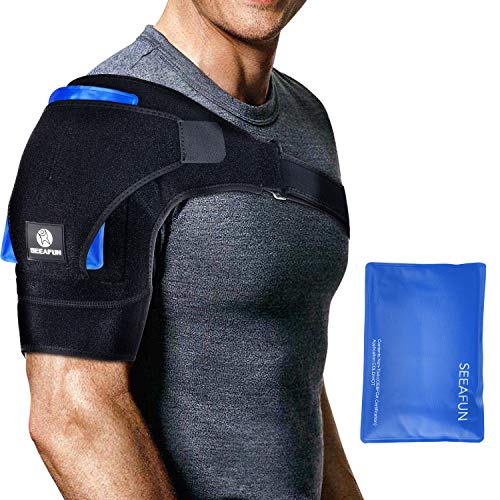 Product Cover Shoulder Brace with Pressure Pad Light and Breathable Neoprene + Hot Cold Reusable Pack [2019 Version] for Injury Prevention, Sprain,Pain,Dislocated AC Joint, Rotator Cuff and Fracture