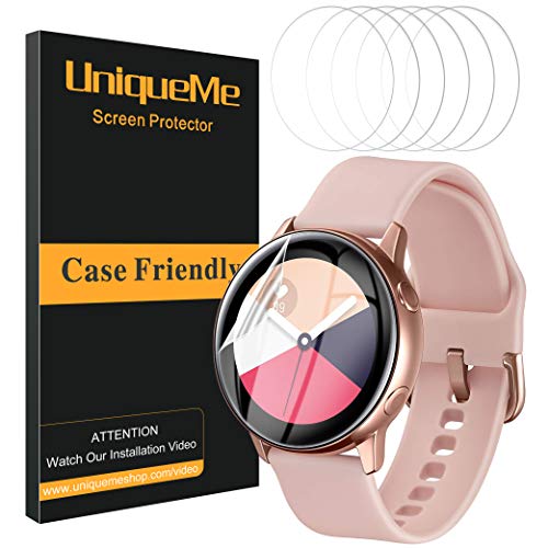 Product Cover [6 Pack] UniqueMe Screen Protector for Samsung Galaxy Watch Active 2 40mm / Samsung Galaxy Watch Active, [Anhydrous adsorption] [Flexible Film] Soft HD TPU Clear Anti-Scratch Film