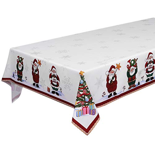 Product Cover BESTonZON Christmas Tablecloth Cute Snowman Christmas Tree Pattern Engineered Printed Fabric Tablecloth Rectangular Table Runner - 84 x 60Inch - Perfect for Dinner Parties, Christmas or Everyday Use