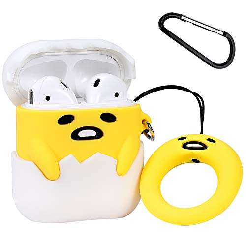 Product Cover Mulafnxal Compatible with Airpods 1&2 Case, Silicone 3D Cute Animal Fun Cartoon Character Airpod Cover,Kawaii Funny Fashion Cool Design Skin, Shockproof Cases for Teens Girls Boys Air pods (Lazy Egg)