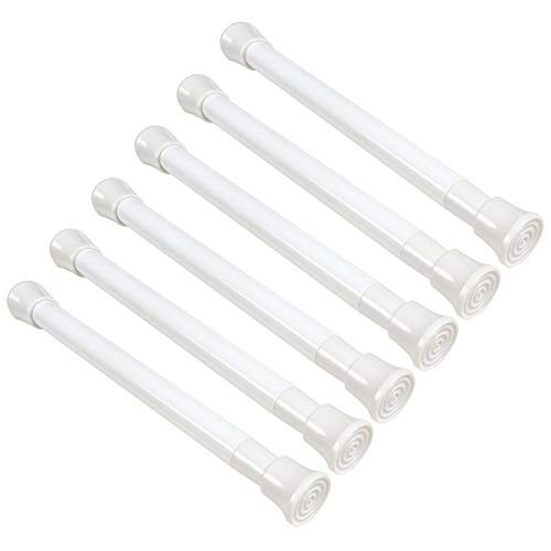 Product Cover KXLife Small Spring Tension Curtain Rod for Window Cupboard Closet (White-6 PCS, 7-11 Inch)