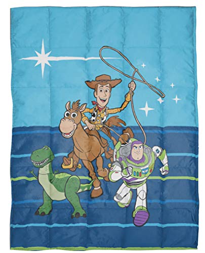 Product Cover Disney Toy Story 4 Gang Weighted Blanket 4.5 lbs - Measures 36 x 48 inches, Kids Bedding Features Woddy, Buzz Lightyear, Bullseye, & Rex - Fade Resistant Super Soft Velboa - (Official Disney Product)