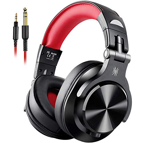 Product Cover OneOdio A71 Wired Over Ear Headphones, Studio Headphones with SharePort, Professional Monitor Recording & Mixing Foldable Headphones with Stereo Sound for Electric Drum Keyboard Guitar Amp (Red)