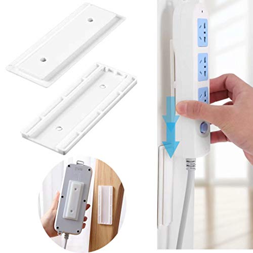 Product Cover 4 Pairs Self Adhesive Power Strip Wall Mount Fixator, Power Strip Desk Wall Mount, Hmount Simplest Bracket Stand for Power Strip,WiFi Router, Remote Control and Other