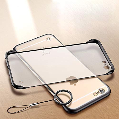 Product Cover A.S. PLATINUM Ultra Thin Frameless Matte Transparent with Metal Ring Buckle Back Case Cover for Apple iPhone 6/6S (Black)