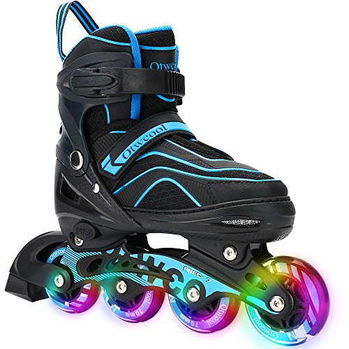 Product Cover Otw-Cool Adjustable Inline Skates for Kids and Adults, Outdoor Blades Roller Skates with Full Light Up LED Wheels, Safe and Durable Inline Roller Skates for Girls and Boys, Men and Women
