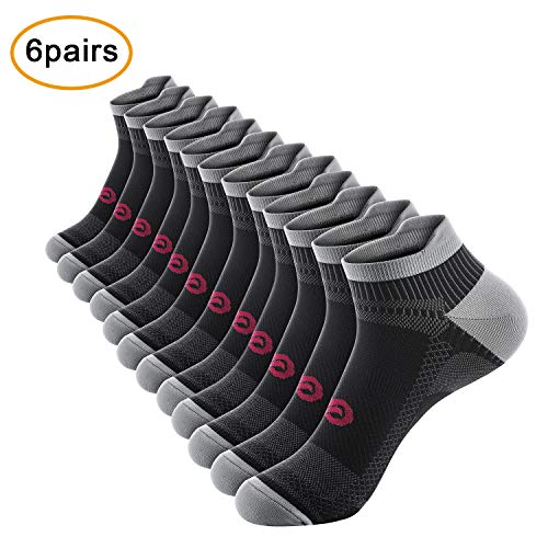 Product Cover Low Cut Compression Socks for Men and Women(6 Pairs), No Show Ankle Running Socks with Arch Support for Plantar Fasciitis, Cyling, Athletic, Flight, Travel, Nurses. Black L/XL