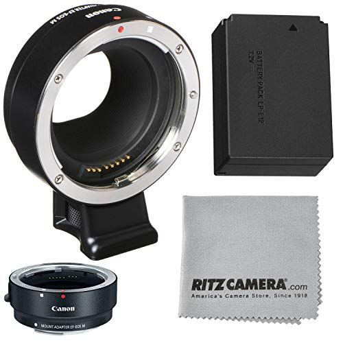 Product Cover Canon EOS M Mount Adapter for EF/EF-S Lenses +LP-E12 Battery + Lens Cleaning Cloth
