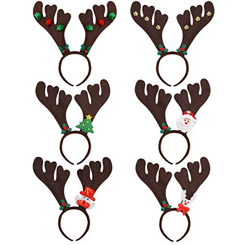 Product Cover Christmas Antler Headbands, Fascigirl 6pcs Elk Reindeer Antlers Headband for Christmas Holiday Party Hair Hoop Accessories