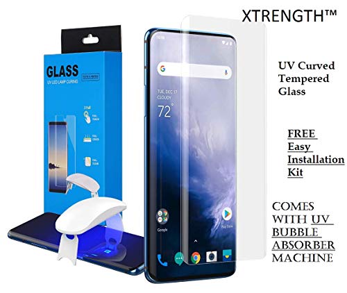 Product Cover XTRENGTH's Edge-to-Edge Curved UV Tempered Glass Screen Protector Designed for OnePlus 7 Pro with Easy Installation Kit (1+7 pro)(HD Clear, Ultra Thin Shield Guard Featuring Full Screen Coverage)