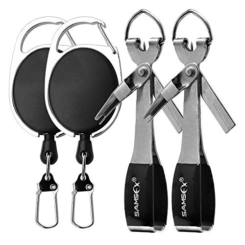 Product Cover SAMSFX Fishing Quick Knot Tying Tool 4 in 1 Mono Line Clipper 420 Stainless Steel Fishing Tools (2sets Silver Knot Tool & Oval Zinger)