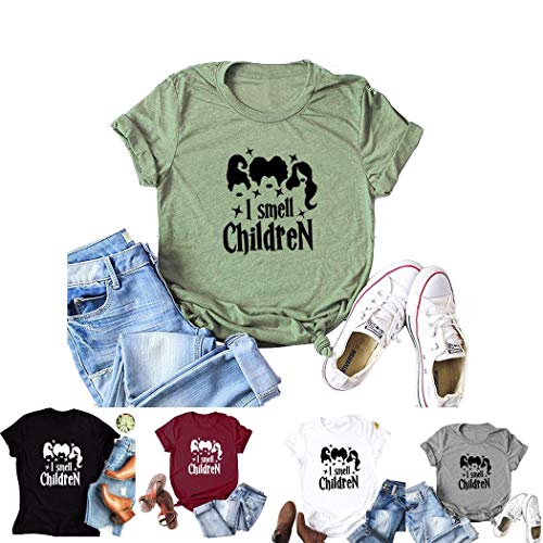 Product Cover eubell Letter Printed Tee Shirt I Smell Children Halloween Tops for Women Girls Green