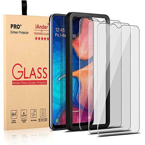 Product Cover iAnder [3-Pack] Screen Protector for Galaxy A20 with [Frame Easy Installation Tray],Tempered Glass Screen Protector for Galaxy A20 Only