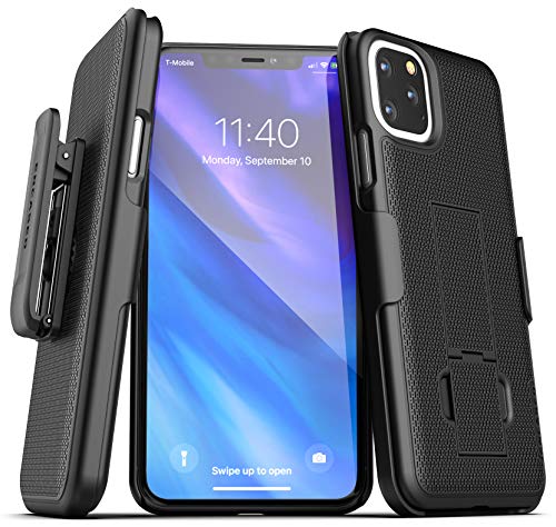 Product Cover Encased iPhone 11 Pro Max Belt Clip Case (2019 DuraClip) Ultra Slim Cover with Holster (Black)