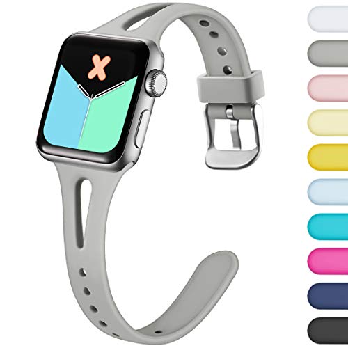 Product Cover Ouwegaga Compatible for Apple Watch Bands 42mm 44mm iWatch Series 5 4 3 2 1 Women Men Band 44mm 42mm Straps Gray Small