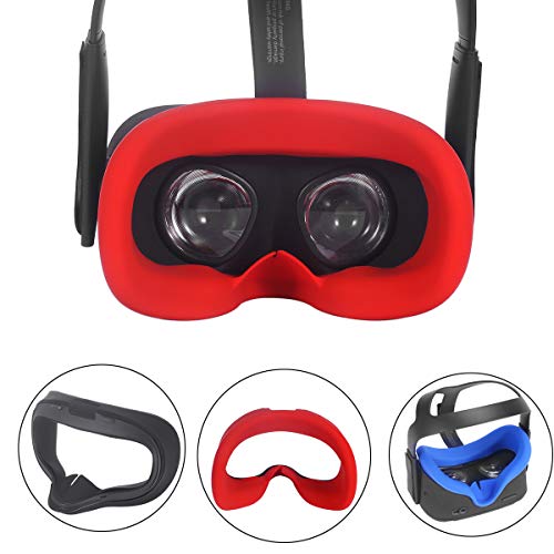 Product Cover Esimen VR Face Silicone Mask Pad & Face Cover for Oculus Quest Face Cushion Cover Sweatproof Lightproof (Red)
