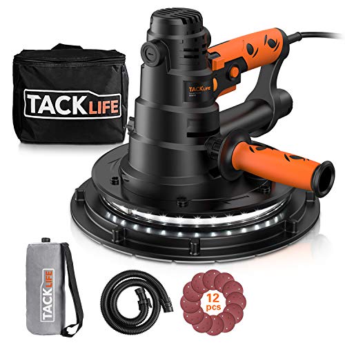 Product Cover TACKLIFE Handheld Drywall Sander, Automatic Vacuum System & LED Light, 12 Pcs Sanding Discs and a Carry Bag, 6.7A Electric Drywall Sander with Dust Collection System, 15ft Cable Variable Speed PDS03B