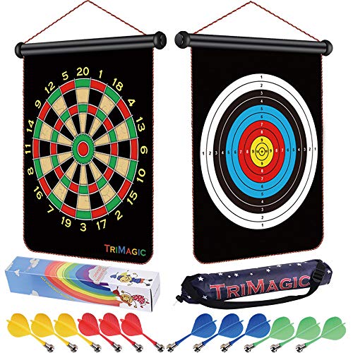 Product Cover TriMagic Safety Magnetic Dart Board for Kids - 12 Magnetic Darts - Portable Bag for Outdoor Game - Gift Box Package - Best Toys for Boys