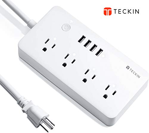 Product Cover Smart Power Strip TECKIN WiFi Surge Protector Works with Alexa, Google Home 3.28ft Extension Cord 4 AC Outlets and 4 USB Ports Multi Plug Timer Schedule