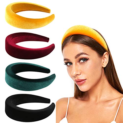 Product Cover Makone Padded Headbands for Women Thick Velvet Headband Vintage Wide Hairband Elastic Hair Hoops Fashion Hair Accessories for Valentines Gifts