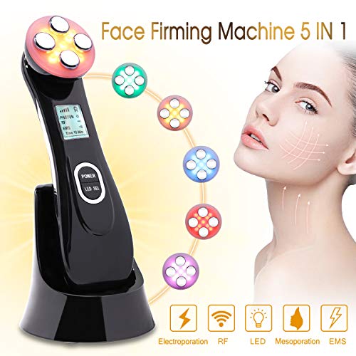 Product Cover Face Firming Machine 5 in 1 EMS Face Lift Device R-F Facial Machine for Wrinkle Removal Skin Tightening Machine Portable Handheld Facial Skin Care Massager