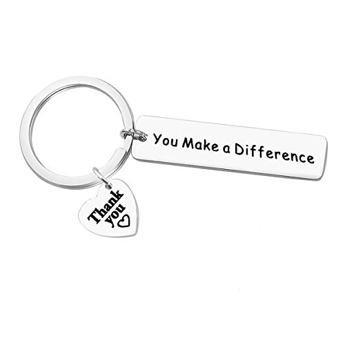 Product Cover Thank You Gift You Make A Difference Keychain Thank You Keychain for Volunteer Mentor Employee Teacher Gratitude Gift Appreciation Gift for Social Worker