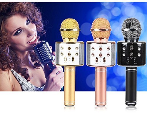 Product Cover Weltime Wireless Bluetooth Microphone Recording Condenser Handheld Microphone with Bluetooth Speaker Audio Recording for All Android and iOS Devices and Smartphone,Laptops & Computers (Multicolor)