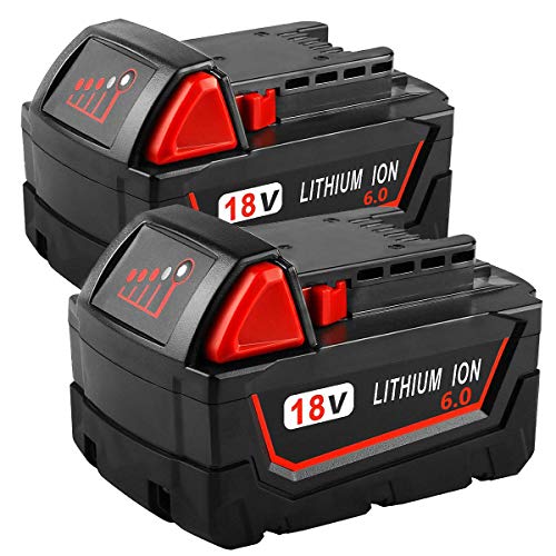 Product Cover 2Pack 6.0Ah 18V Replacemet Battery for Milwaukee M18 Lithium Battery XC 48-11-1850 48-11-1840 48-11-1815 48-11-1820 48-11-1852 48-11-1828 48-11-1822 48-11-1811 Cordless Tool Batteries