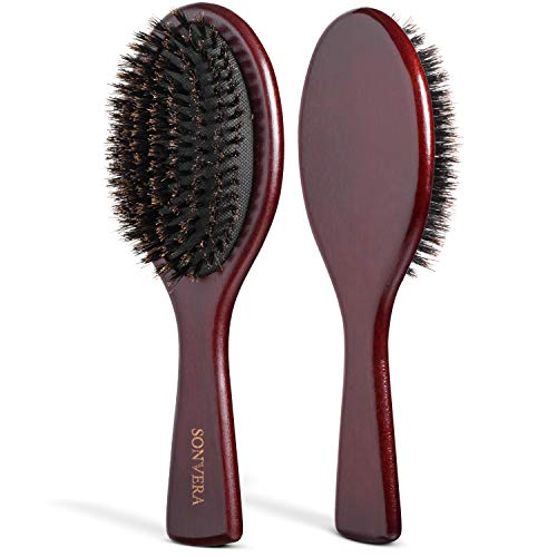 Product Cover Boar Bristle Hair Brush Men Mens Brush Hair Brushes for Women Pure Boars Hair Brushes for Women Mens | Oval Brush | 100% Bamboo Wooden Bore Pro Eco Hairbrush for Thin Natural Soft Fine Hair