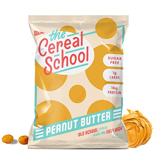 Product Cover The Cereal School - Keto Cereal - Gluten Free - Sugar Free - Grain Free - Low Carb (1g) - High Protein (16g) - Keto Approved Ingredients - Keto Friendly Snack - Peanut Butter - 12 Bags