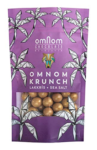Product Cover Omnom Krunch - Lakkrís + Sea Salt Chocolate Covered Malt Balls - 120gr, Made in Iceland