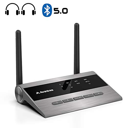 Product Cover [ 2020 ] Avantree Long Range Bluetooth 5.0 Transmitter Receiver for TV & PC Audio, Home Stereo Speakers, aptX Low Latency Wireless Adapter for 2 Headphones, Digital Optical 3.5mm AUX RCA - TC419