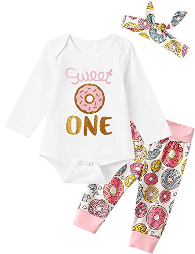 Product Cover Shalofer Toddler Sweet One Bodysuit Baby First Birthday Clothing Long Sleeve Outfit (White-Long Sleeve, 12-18 Months)