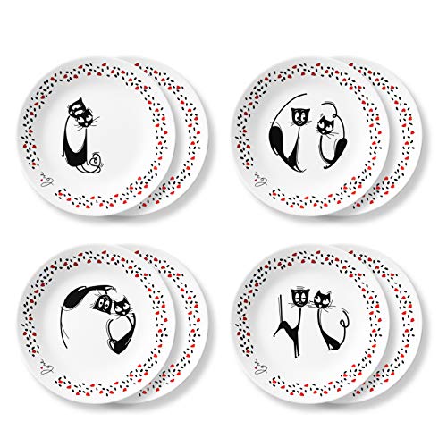 Product Cover Corelle Chip Resistant Appetizer Plate, 8-Piece, Loving Cats