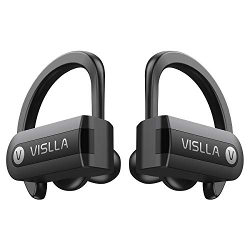 Product Cover Wireless Earbuds, Vislla 5.0 Bluetooth Sport Headphones Stereo Bass Sound TWS Ear Buds Over Ear Sweatproof Headset 8 Hours Playtime Wireless Earphones with Mic & Charging Case for Running/Working Out