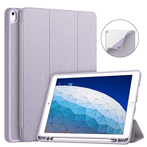 Product Cover Soke iPad Air 3 Case 2019 with Pencil Holder, Premium Trifold Case, Strong Protection, Auto Sleep/Wake, Ultra Slim Soft TPU Back Cover for iPad Air 3rd Gen 2019/iPad Pro 10.5 2017 (Violet)