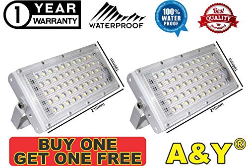 Product Cover A & Y 50W Ultra Thin Slim IP65 LED Flood Outdoor Cool Day Light Waterproof, 50 Watt (White)