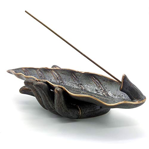 Product Cover NAGU Incense Holders for Sticks,Long Ceramic Incense Ash Tray,Leaf Shape,Home Decor Artwork (Lotus Leaf)
