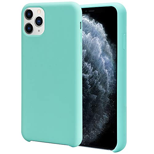 Product Cover Orzero Liquid Silicone Gel Rubber Case Compatible for iPhone 11 Pro Max 2019, Full Body Shock Absorbing Ultra Slim Protective (Baby Skin Touch) -Mint Green
