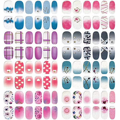 Product Cover Comdoit Full Nail Stickers Nail Art Polish Strips Nail Wraps for Women Color Glitter Nail Art Stickers Self Adhesive Decals Design Fingernail Decorations Manicure Tips DIY Nail Art Accessories