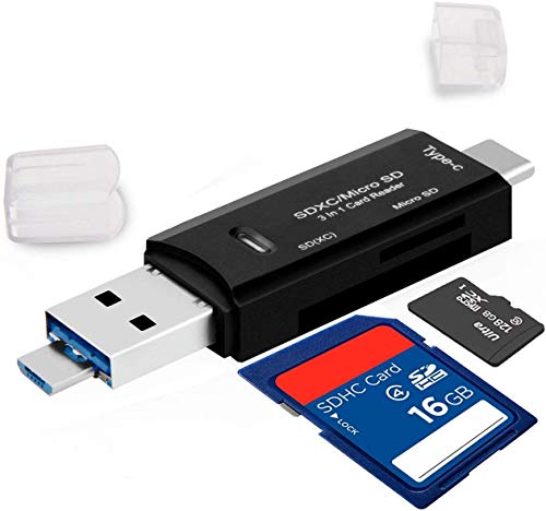 Product Cover Farraige® SD Card Reader, 3-in-1 USB 3.0/USB C/Micro USB Card Reader - SD, Micro SD, SDXC, SDHC, Micro SDHC, Micro SDXC Memory Card Reader for MacBook PC Tablets Smartphones with OTG Function
