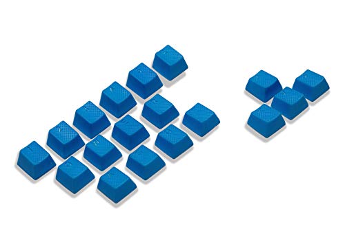 Product Cover VULTURE Rubber Keycaps Cherry MX Double Shot Backlit 18 Keycap Set Compatible for Gaming Mechanical Keyboard OEM Profile Doubleshot Rubberized Diamond Textured Tactile Grip with Key Puller (Blue)