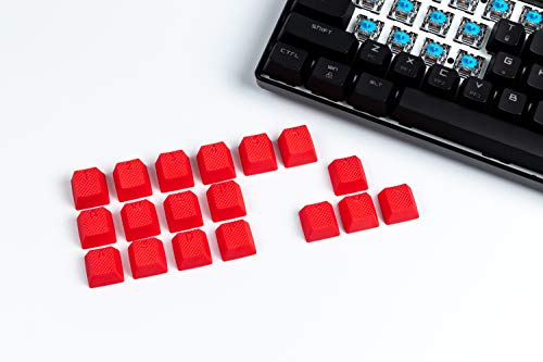 Product Cover VULTURE Rubber Keycaps Cherry MX Double Shot Backlit 18 Keycap Set Compatible for Gaming Mechanical Keyboard OEM Profile Doubleshot Rubberized Diamond Textured Tactile Grip with Key Puller (Red)