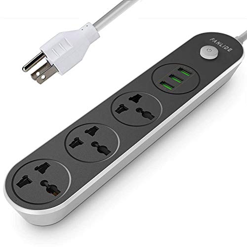 Product Cover Fanlide Power Strip with USB Ports, 6ft Power Cord, 2500W Circuit Breaker, 3 Outlets 3 Quick USB (5V 3.1A) Charging Station, Child Safe Door, for Cruise Ship,Dorm Room Multi Plug Extender