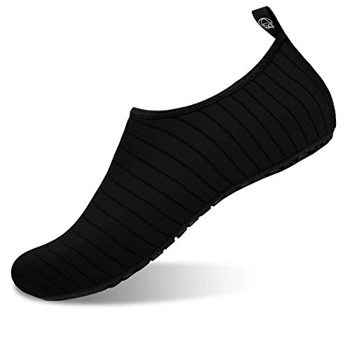 Product Cover Aslipper Womens and Mens Summer Outdoor Water Shoes Aqua Socks for Beach Swim Surf Yoga Exercise (12 M US Women/10.5 M US Men, Stripe/Black)