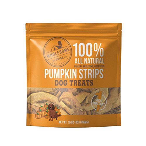 Product Cover Wholesome Pride Pumpkin Strips, 16 oz - All Natural Healthy Dog Treats - Vegan, Gluten and Grain-Free Dog Snacks