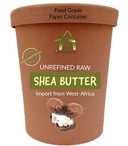 Product Cover A2V Organics Unrefined Raw Shea Butter - West Africa Import (Pack - Food Grade Paper Container) (400gms)