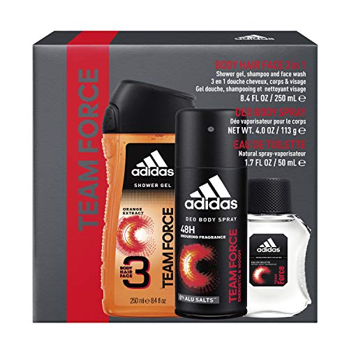Product Cover Adidas, Team Force, Men's 3 Piece Gift Set with Body Wash, Total Retail Value $25.00