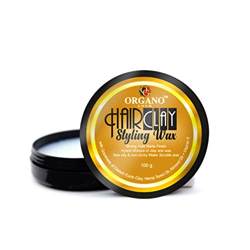 Product Cover Organo Gold Natural Hair Clay Wax with Vitamin E & Almond Oil for Men Stylish Restyling and Matte Texture Clay, 100 gms